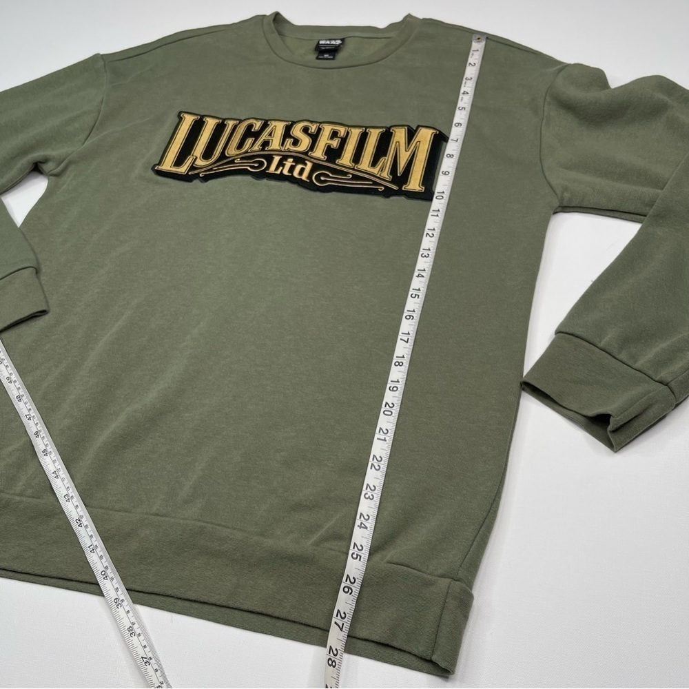 Star Wars Sweatshirt Lucas Film 50th Anniversary Crew Fleece Inside Khaki Green - Picture 8 of 13